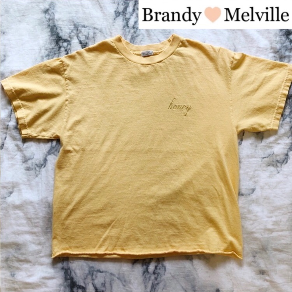 Brandy Melville Aleena Honey Embroidery Tee